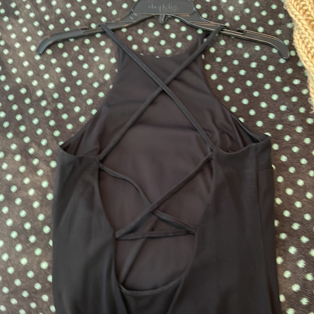 Body fitting black dress from Express. Size small, fits below knee. - Picture 2 of 3